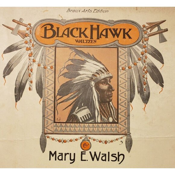 Sheet Music- Black Hawk by Mary E Walsh ANTIQUE 1902 RARE - Picture 1 of 5